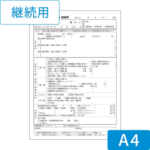 画像1: 生活習慣病療養計画書（継続用）A4サイズ (1)