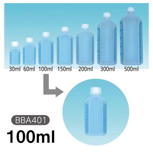 画像1: 投薬瓶　青目盛付（未滅菌）　100ml (1)